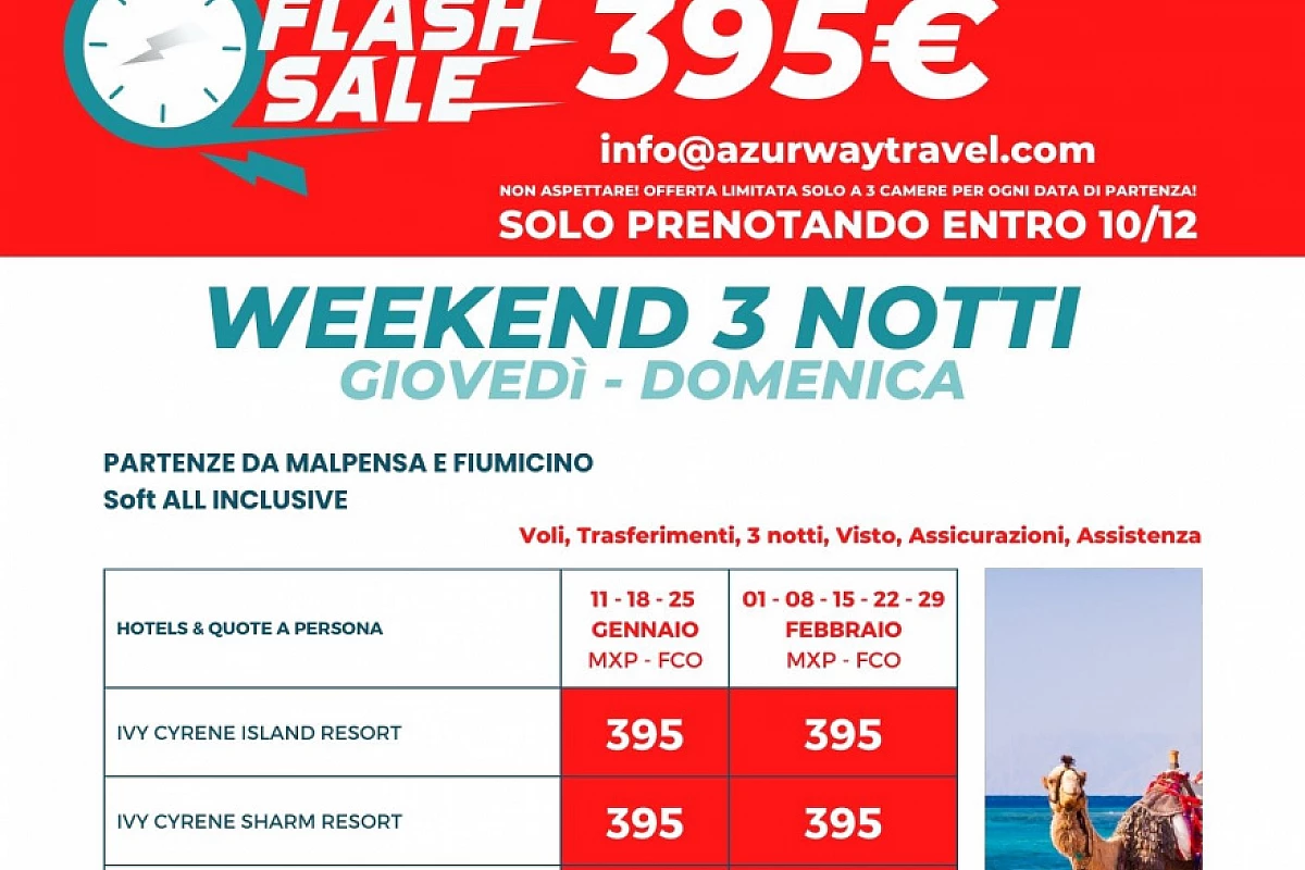 SHARM EL SHEIKH - 395€ PROMO FLASH Gennaio/Febbraio