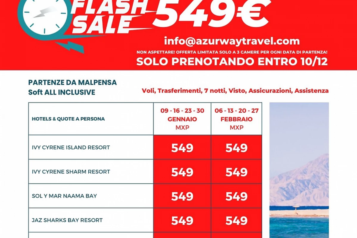 SHARM EL SHEIKH - 549€ PROMO FLASH Gennaio/Febbraio